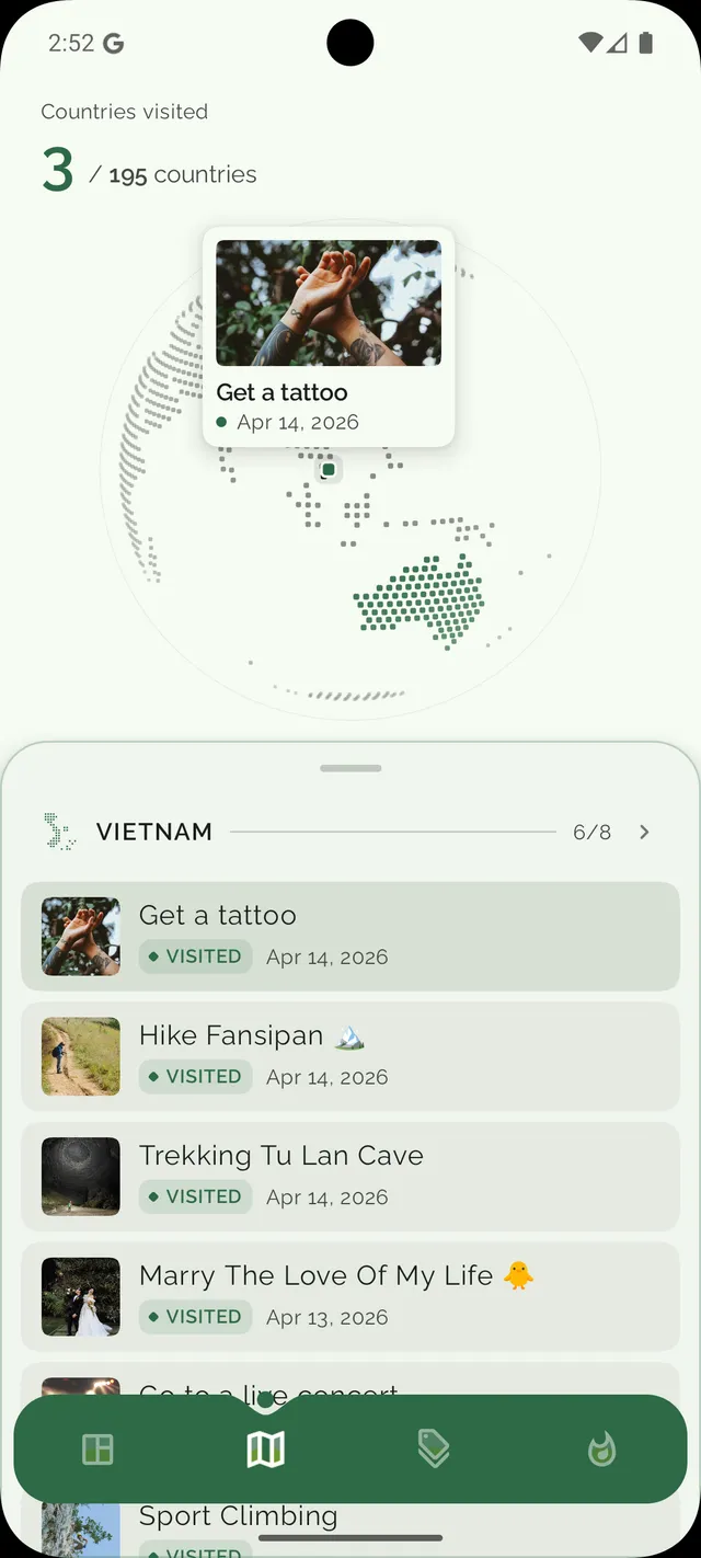 Travel map screen on Android